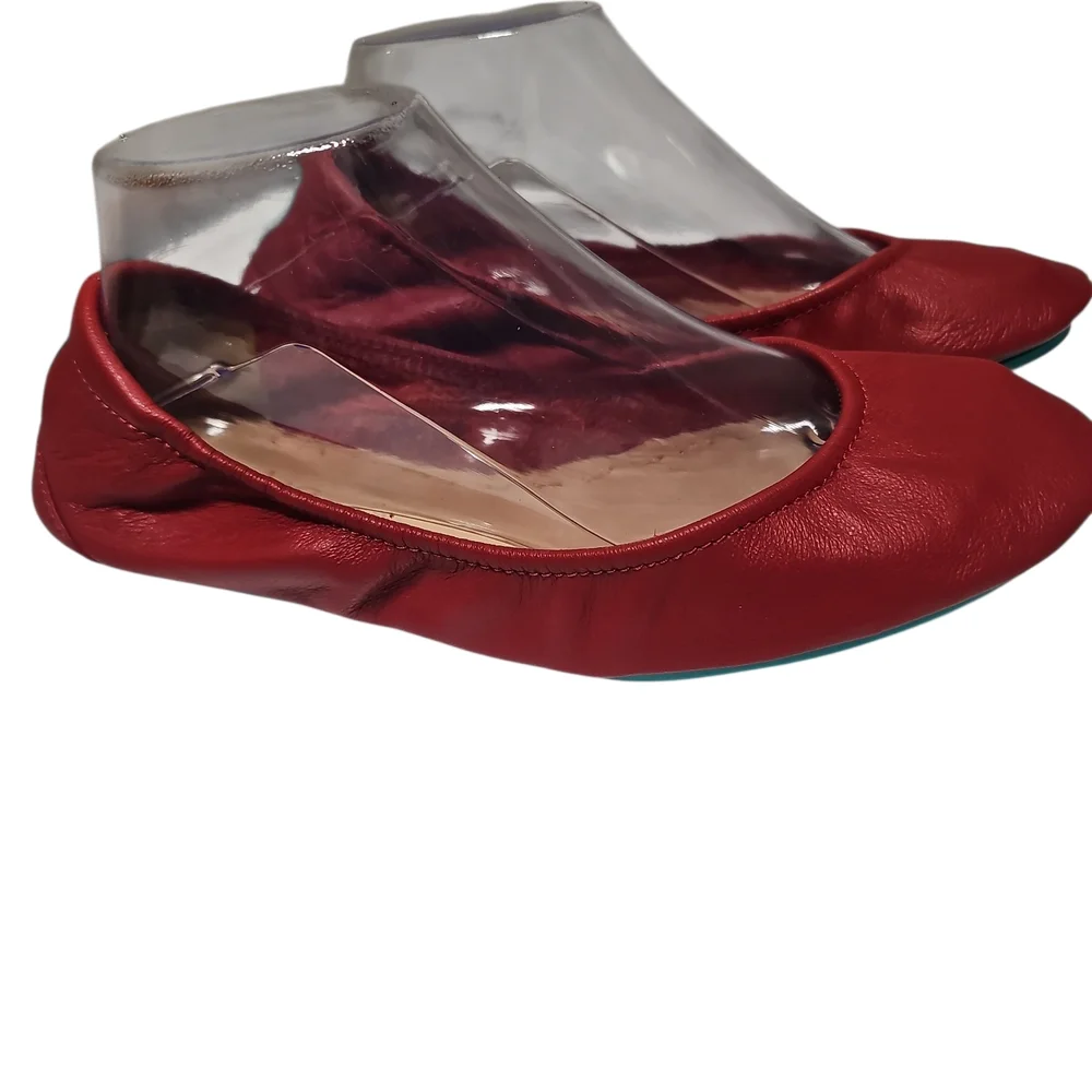 Tieks Cardinal Red Leather Flats, Like New - Picture 5 of 11